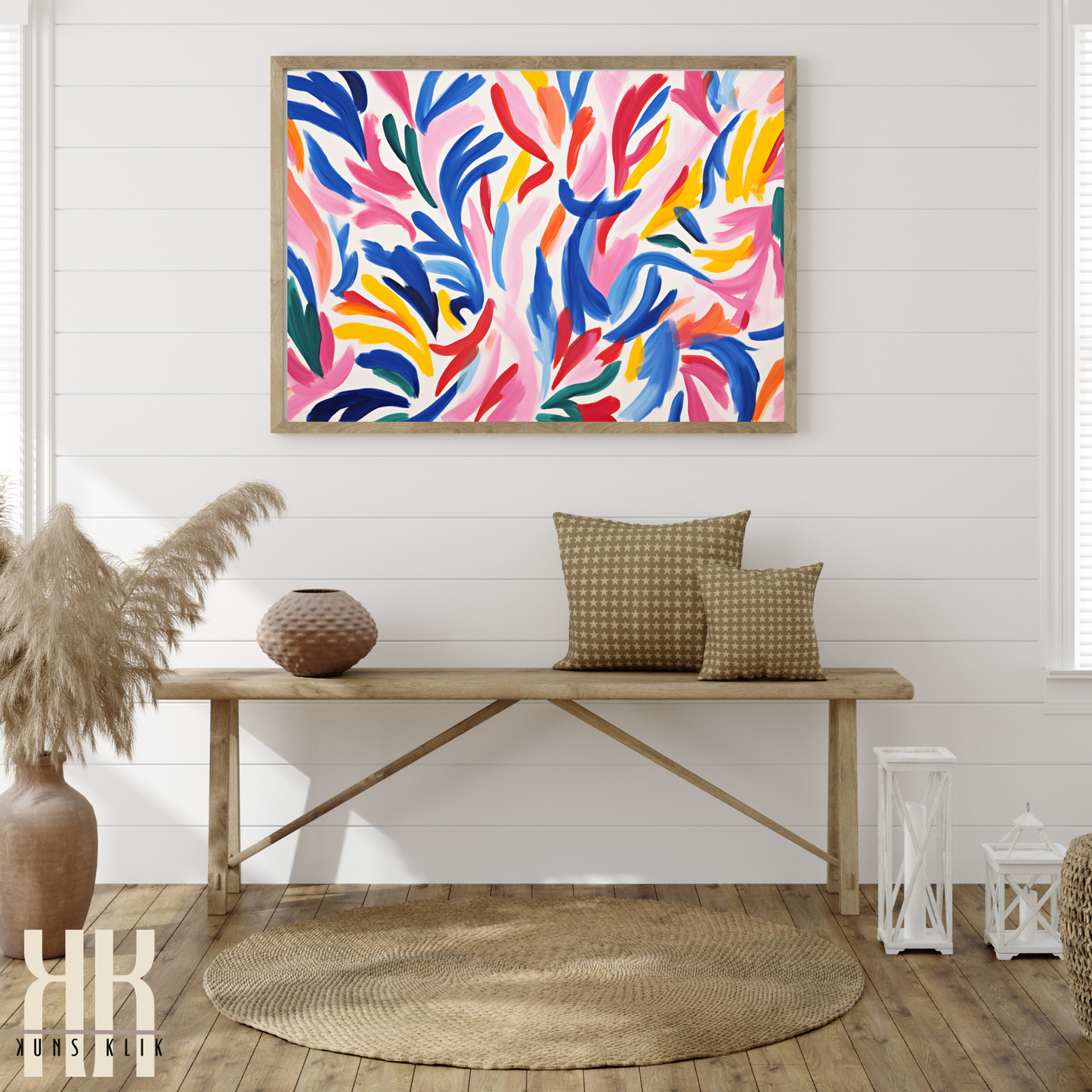 Colourful Leaf Broad Brush Stroke Matisse Pattern Print - 17