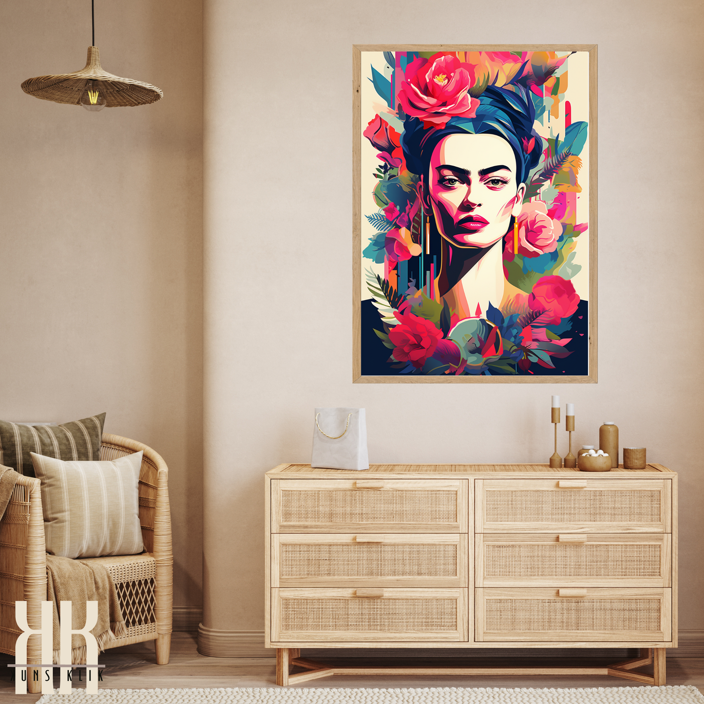 Frida Kahlo Bold Colourful Portrait Wall Art - 4