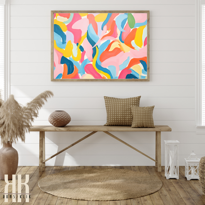 Colourful Leaf Broad Brush Stroke Matisse Pattern Print - 24