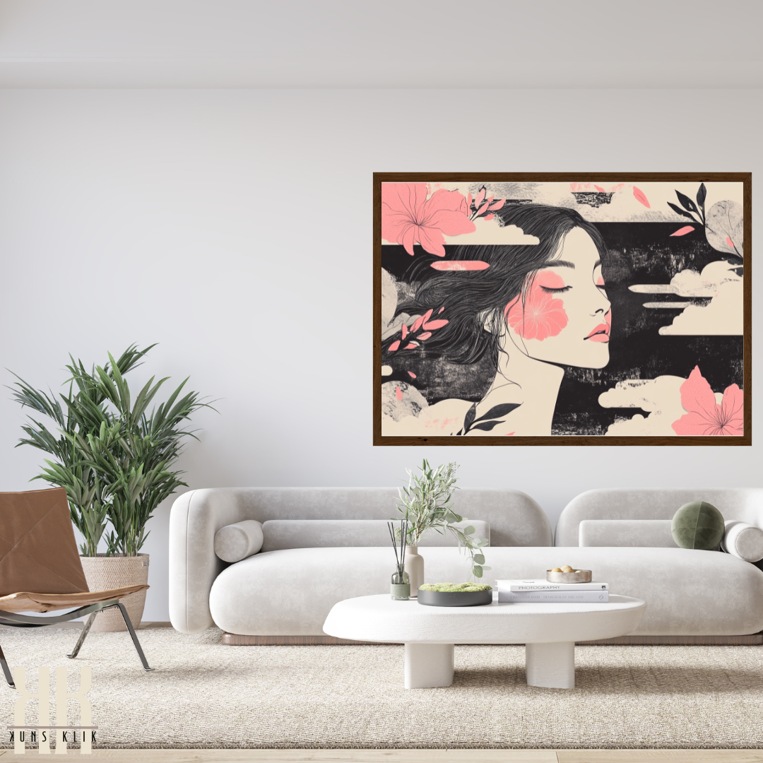 Abstract Feminine Face Illustration - Contemporary Fine Art Print