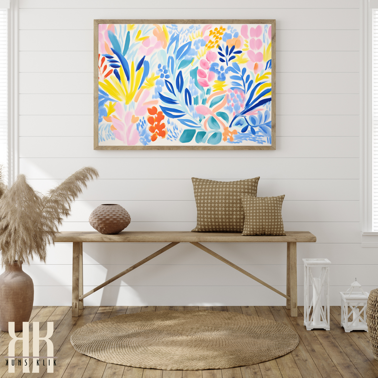 Colourful Leaf Broad Brush Stroke Matisse Pattern Print - 13