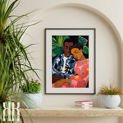 Culturally Inspired Bold Patterned Couple Portrait - 1