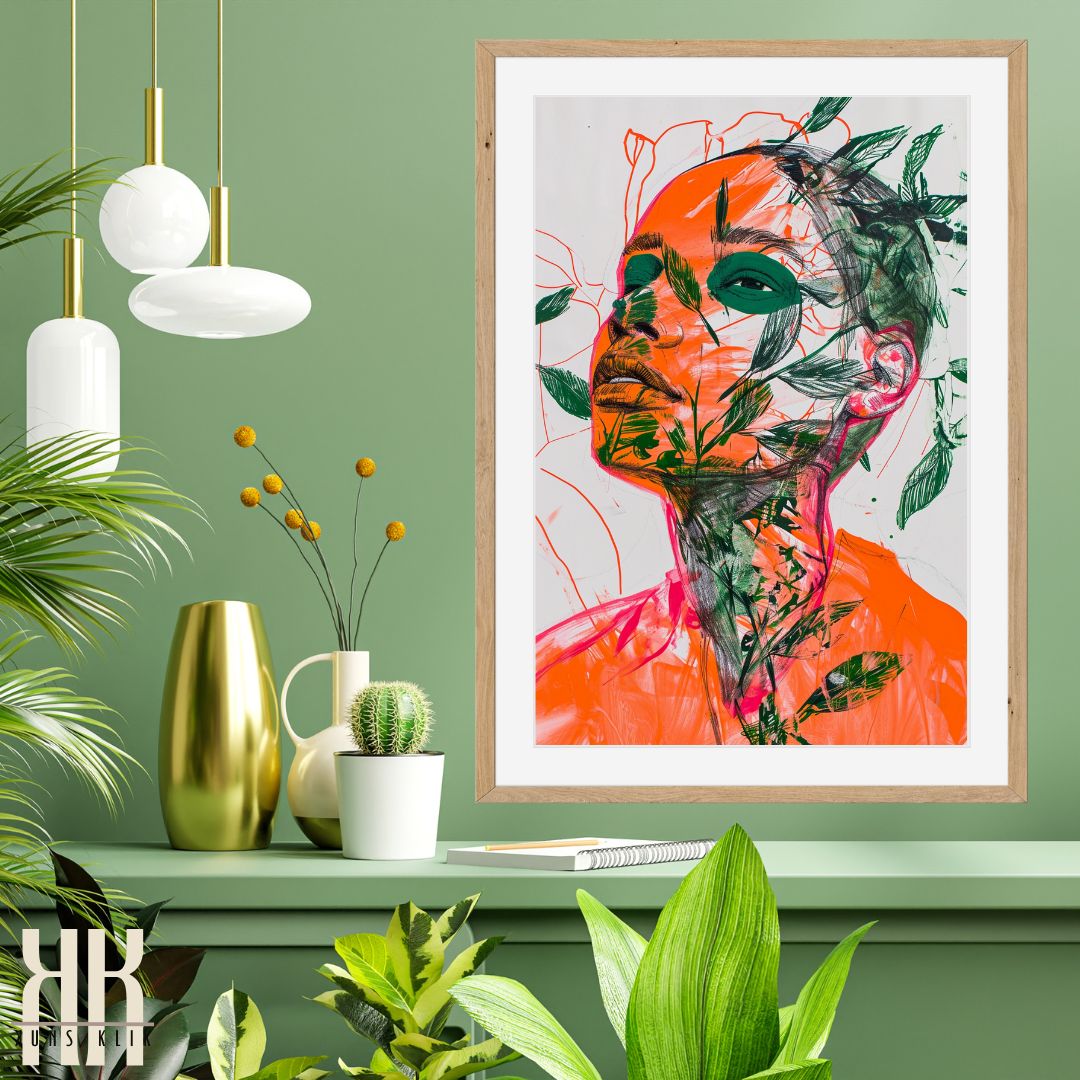 High Fashion Floral Art Print with Neon Colours