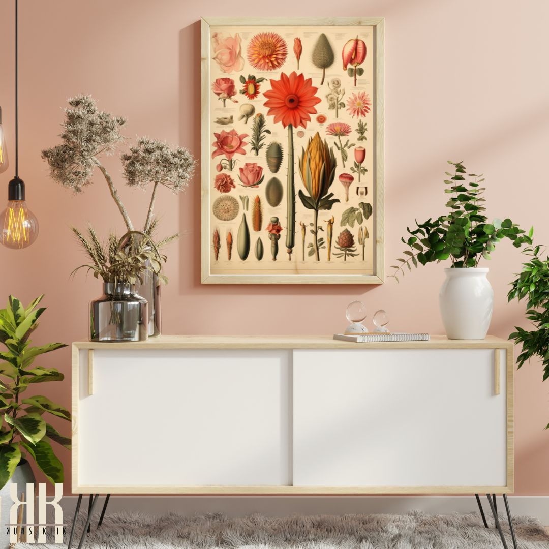 Vintage Floral Botanical Illustration Wall Art