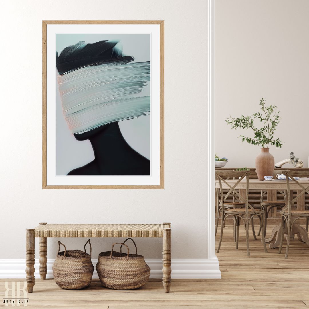 Abstract Art Print of Woman in Modern Monochrome Style