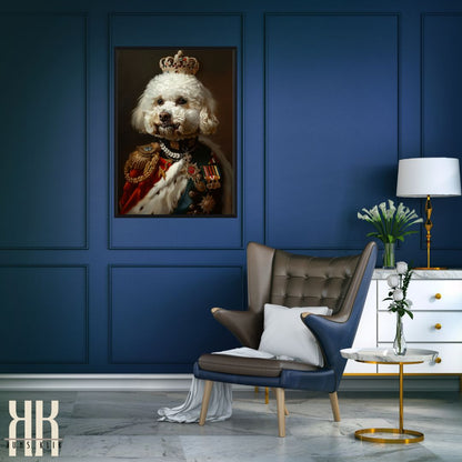 Poodle Dog Royal Portrait Dressed as Royalty