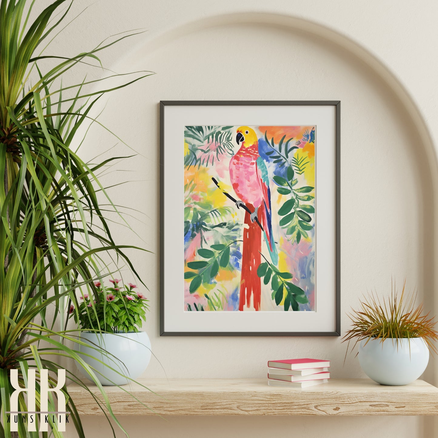 Bright Bold Birds on Botanical Background Art - 4