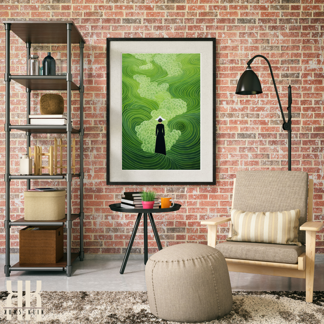 Modern Nature Scene Art Print Abstract Green Landscape