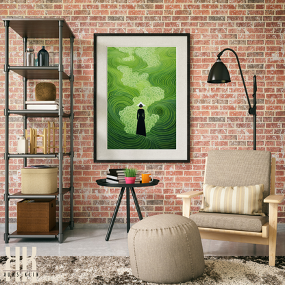 Modern Nature Scene Art Print Abstract Green Landscape