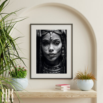 Tribal Woman Black and White Photography Print - 3