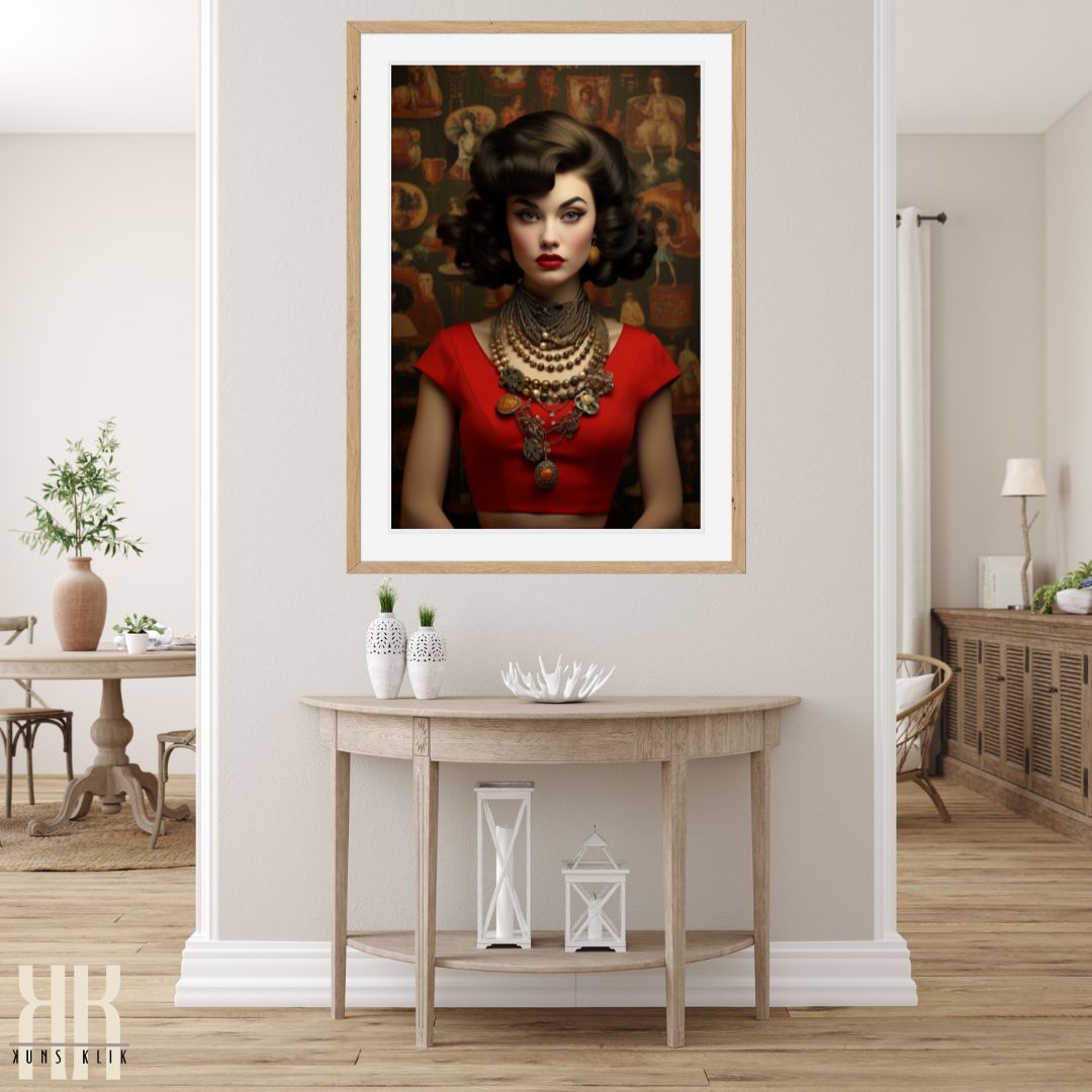 Retro Vintage Female Portrait Wall Art