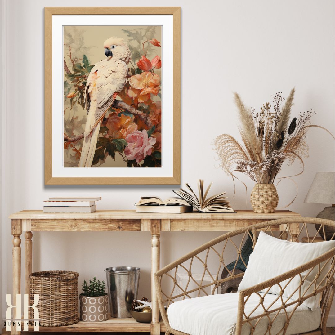 Realistic Parrot Portrait in Soft Tones Art Poster