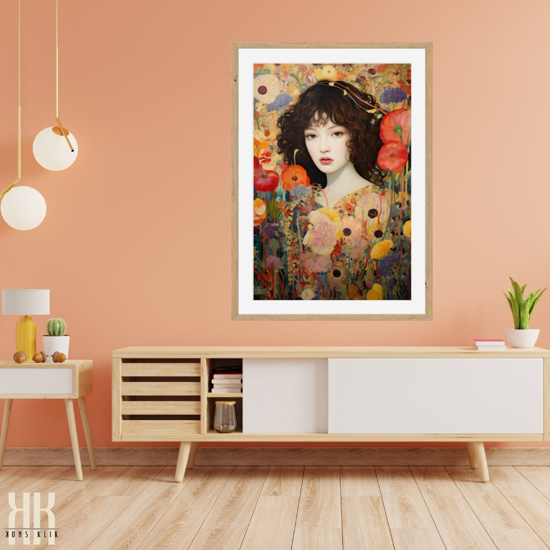 Dreamy Floral Woman Portrait Wall Art