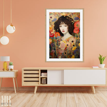 Dreamy Floral Woman Portrait Wall Art