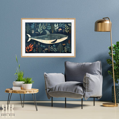 Scandinavian Whale Folk Art Print - 4