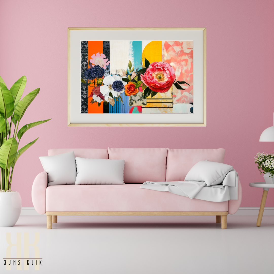 Expressive Collage Wall Art – Vintage Glam with Vibrant Florals