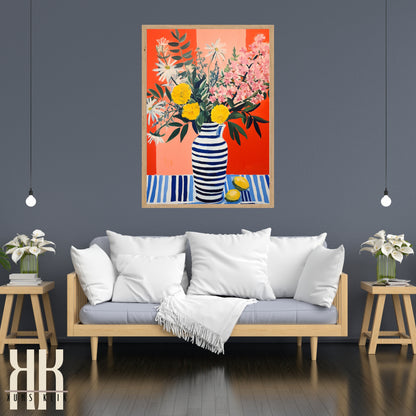 Vibrant Flower Bouquet Contemporary Wall Art - 6