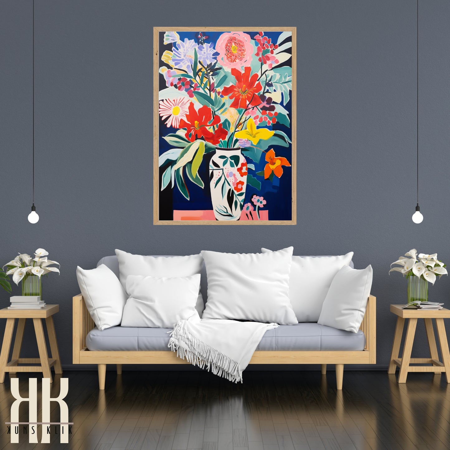 Vibrant Flower Bouquet Contemporary Wall Art - 12