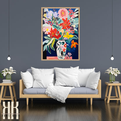 Vibrant Flower Bouquet Contemporary Wall Art - 12