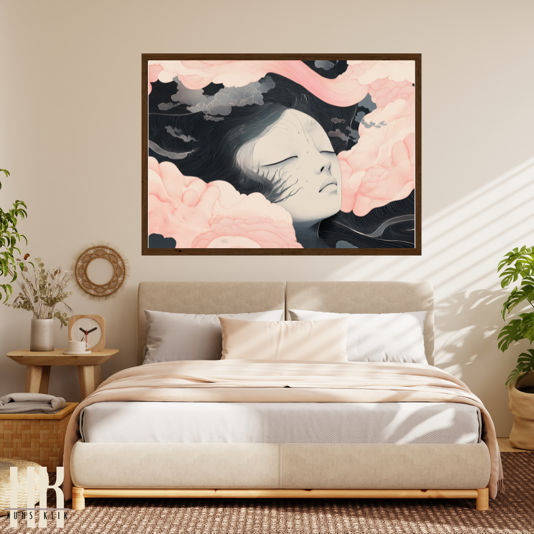 Flowing Ink Portrait Print - Soft Feminine Artistic Decor