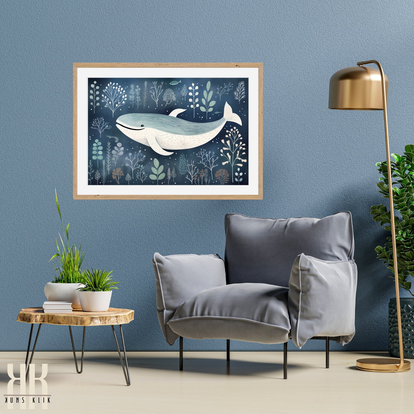 Scandinavian Whale Folk Art Print - 7