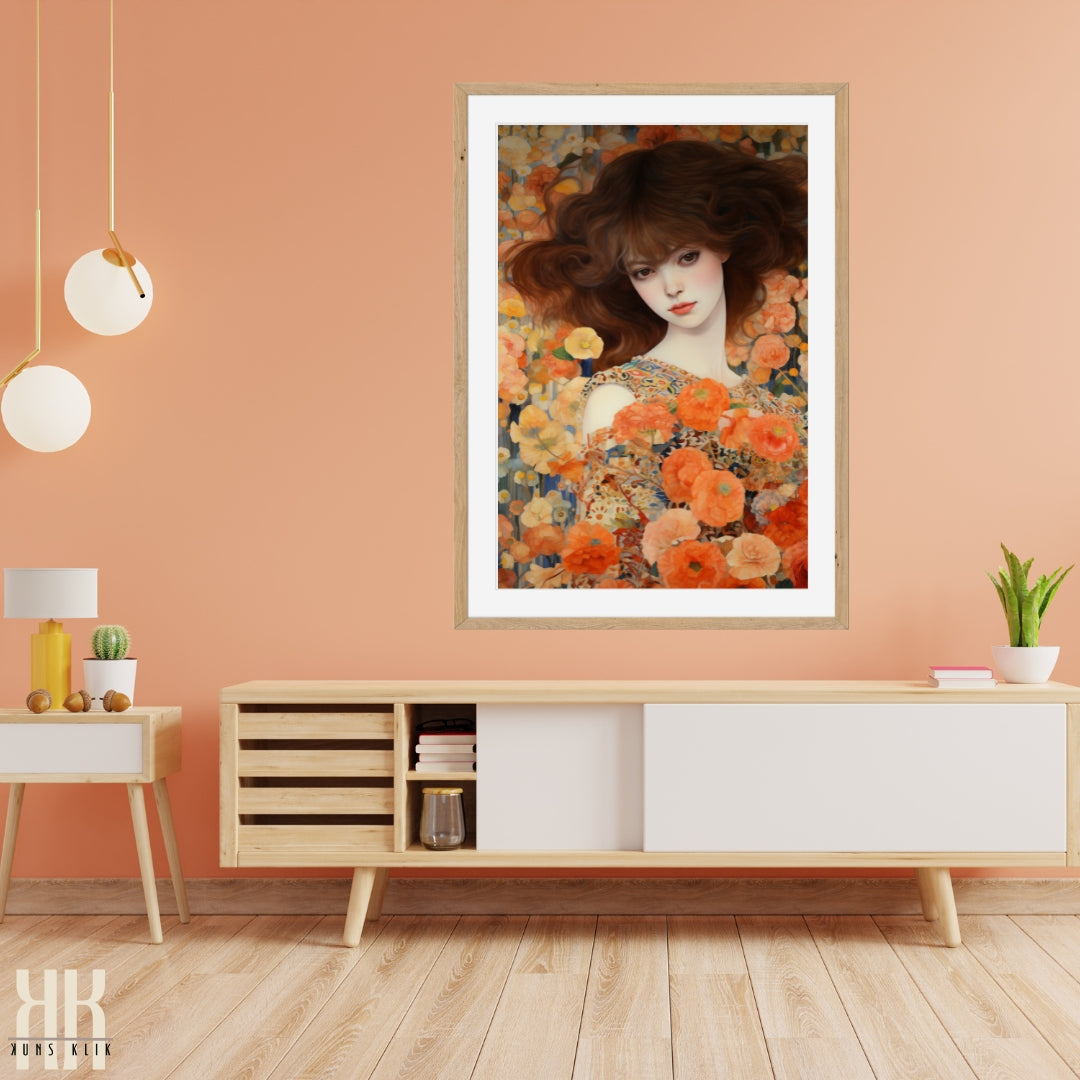 Romantic Floral Woman Portrait Print