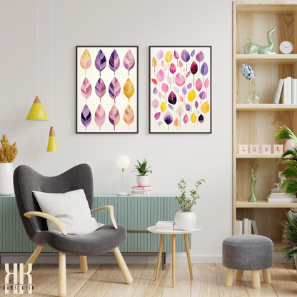 Colourful Leaf Watercolour Print Nature-Inspired Wall Art