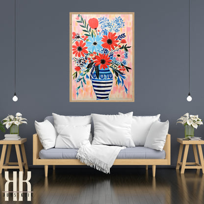 Vibrant Flower Bouquet Contemporary Wall Art - 8