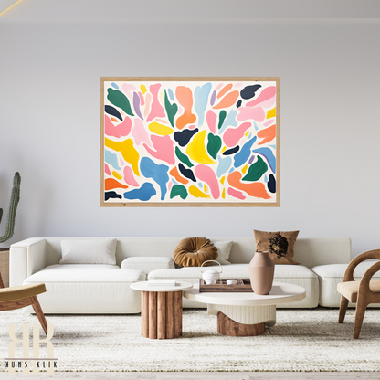 Colourful Leaf Broad Brush Stroke Matisse Pattern Print - 25