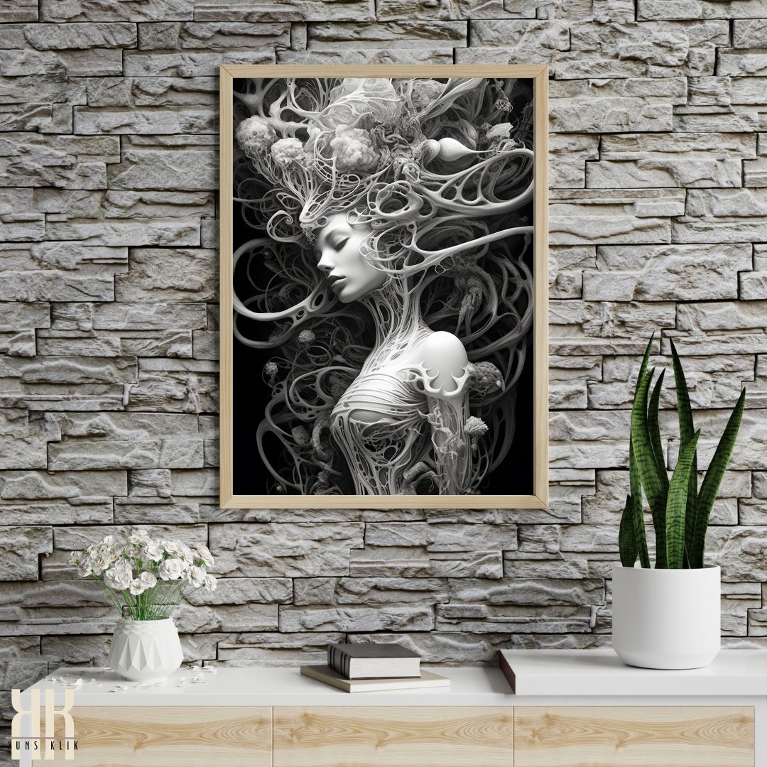 Surreal Monochromatic Woman Portrait Art Print