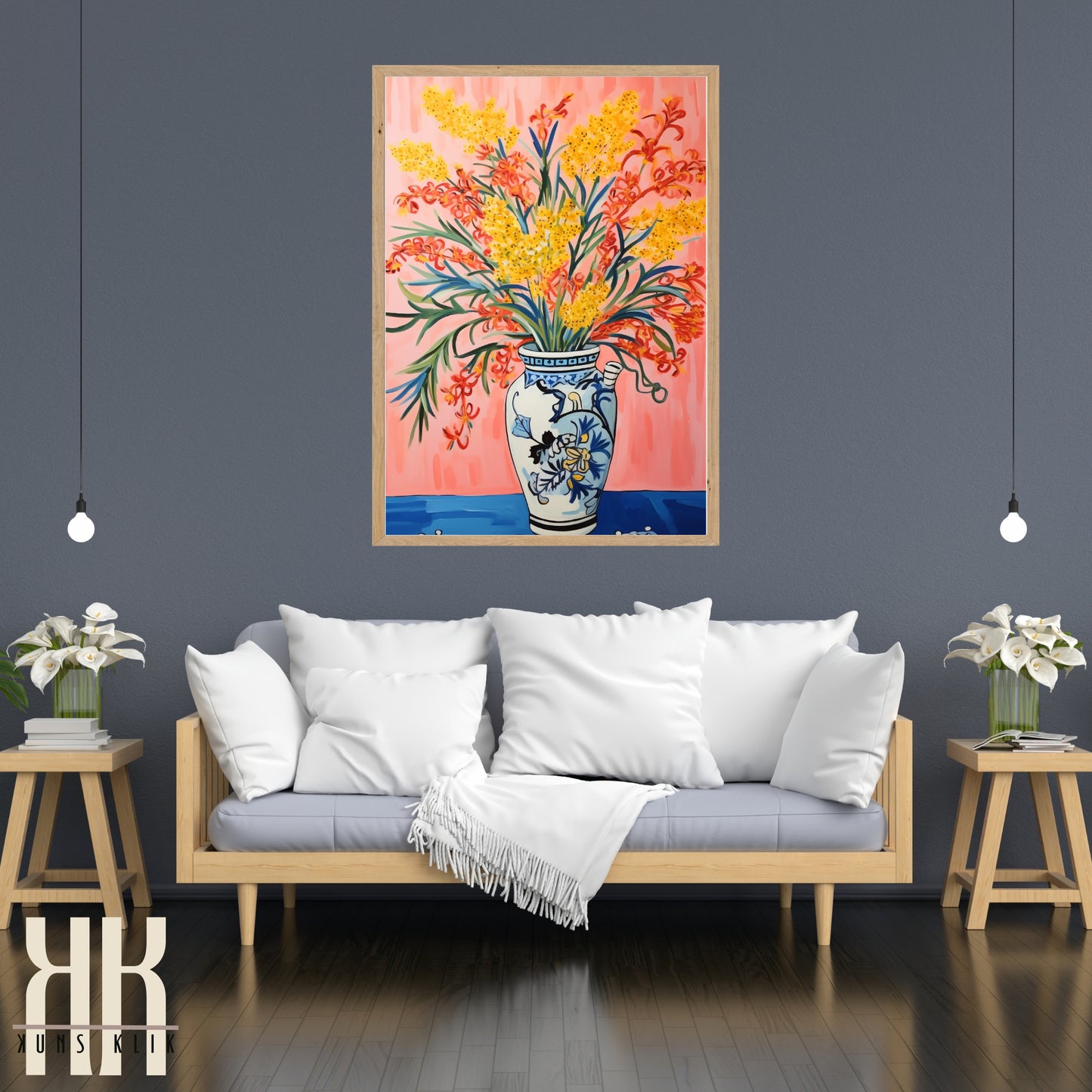 Vibrant Flower Bouquet Contemporary Wall Art - 1