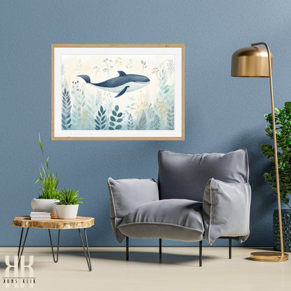 Scandinavian Whale Folk Art Print - 3