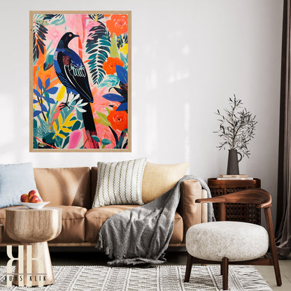 Bright Bold Birds on Botanical Background Art - 3