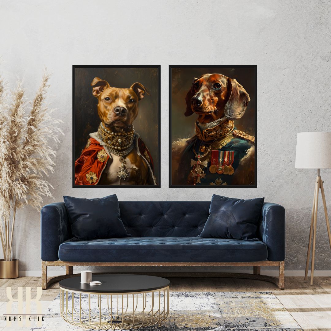 Staffie Dog Royal Portrait Dressed as King