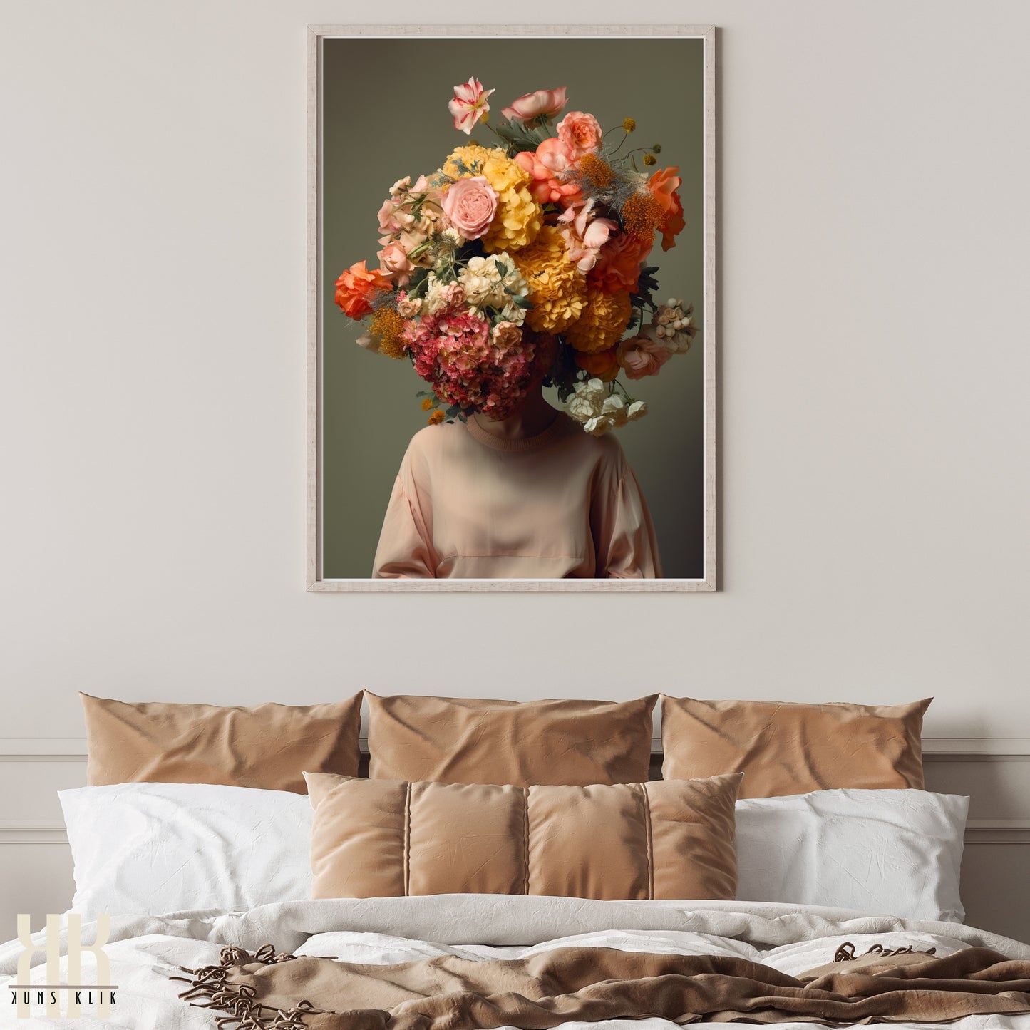 Woman Flower Bouquet Head Feminine Wall Art - 12