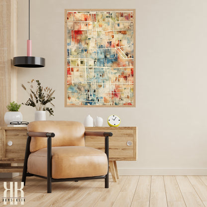 Abstract Cityscape Urban Map Art Print - 4