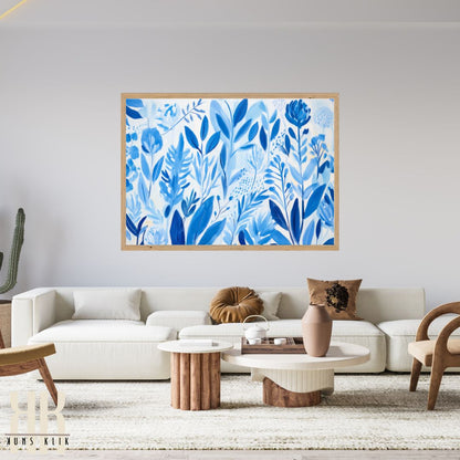 Vibrant Blue Brushstrokes Wall Art Print