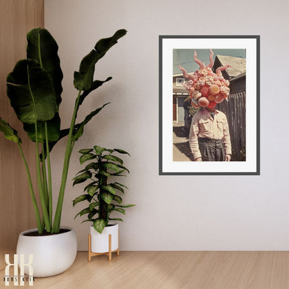 Vintage Surreal Art Print of Tentacle-Faced Man