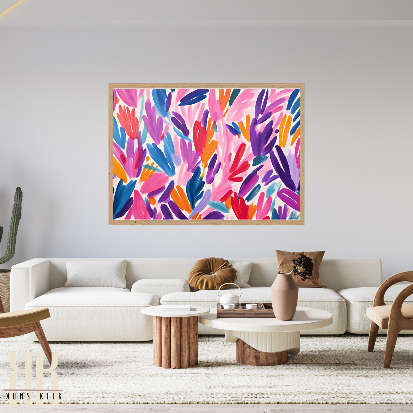 Colourful Leaf Broad Brush Stroke Matisse Pattern Print - 20