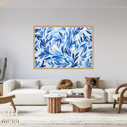 Leaf Pattern Blue Art Print