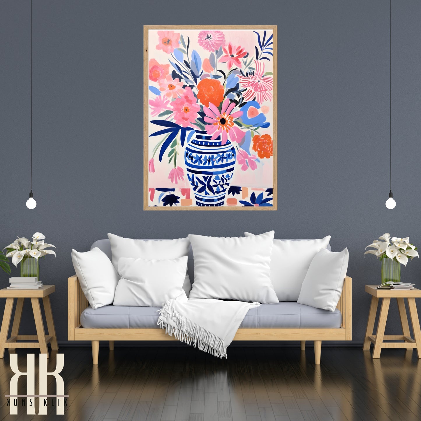 Vibrant Flower Bouquet Contemporary Wall Art - 3