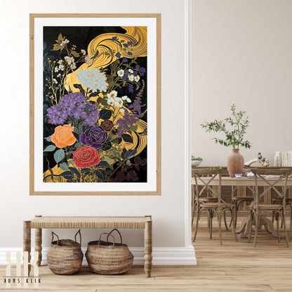 Asian Floral Dark Contrast Wall Art