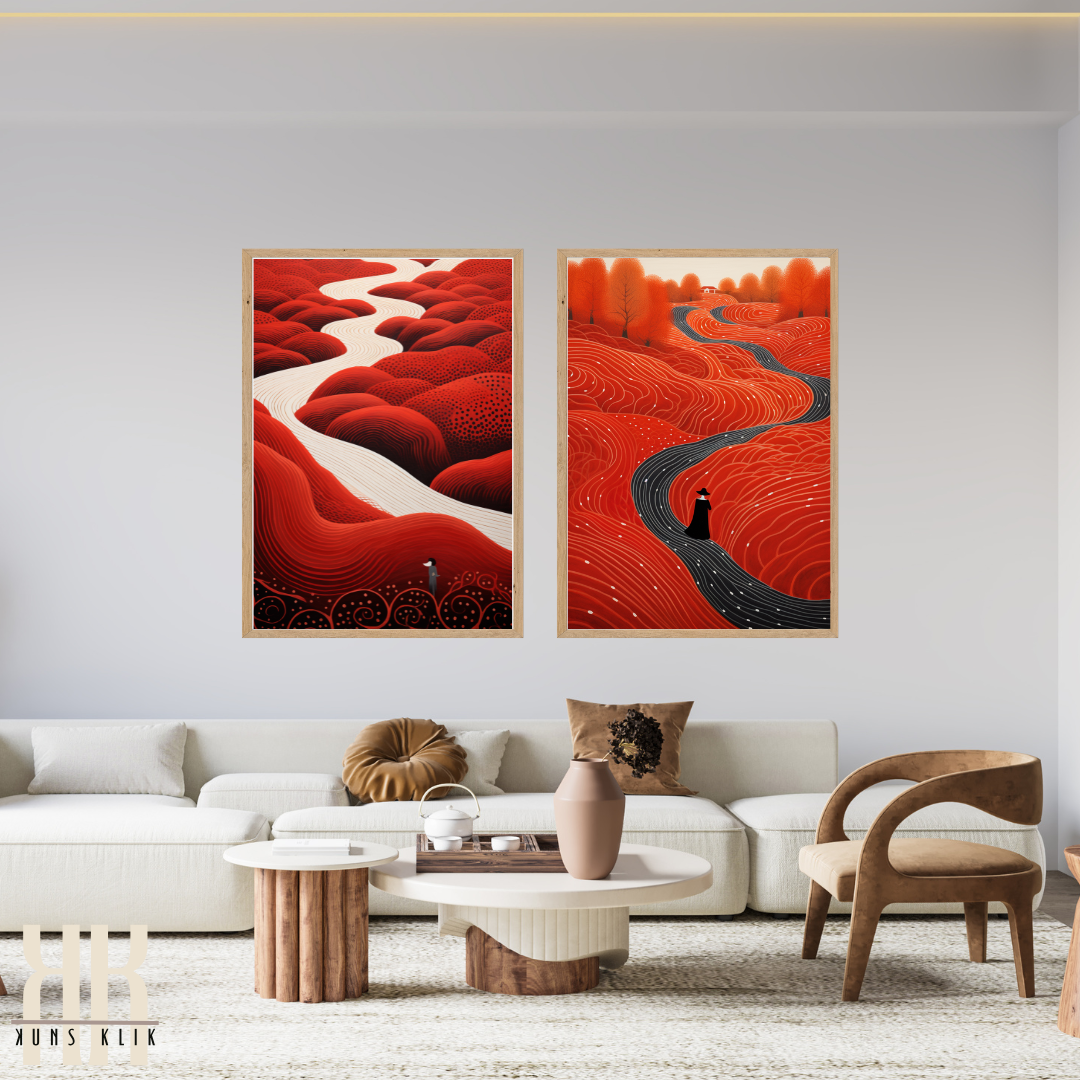 Surreal Red Landscape Art