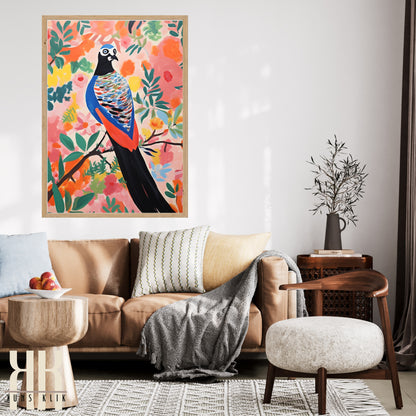 Bright Bold Birds on Botanical Background Art - 11