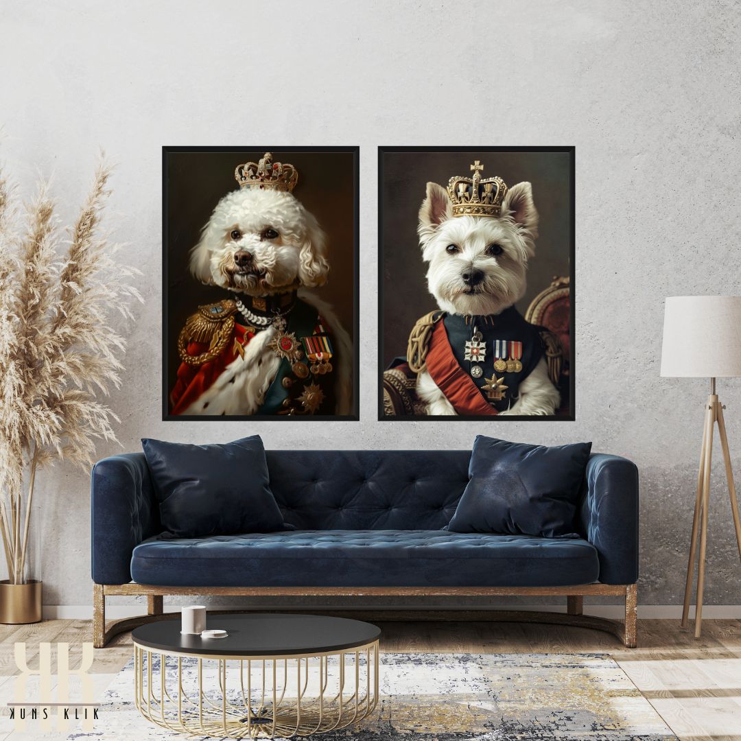 Poodle Dog Royal Portrait Dressed as Royalty