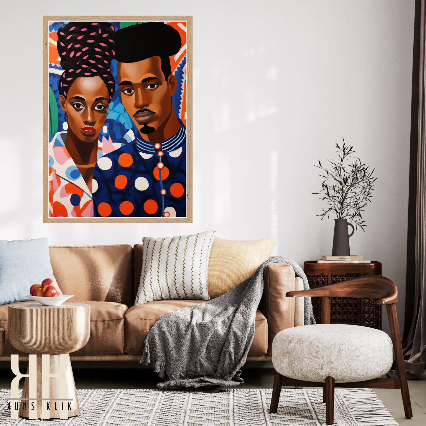 Culturally Inspired Bold Patterned Couple Portrait - 4