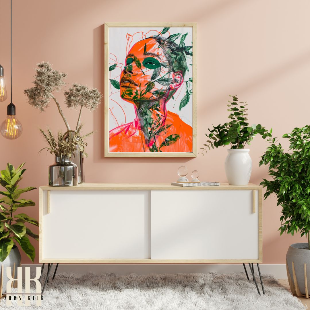 High Fashion Floral Art Print with Neon Colours