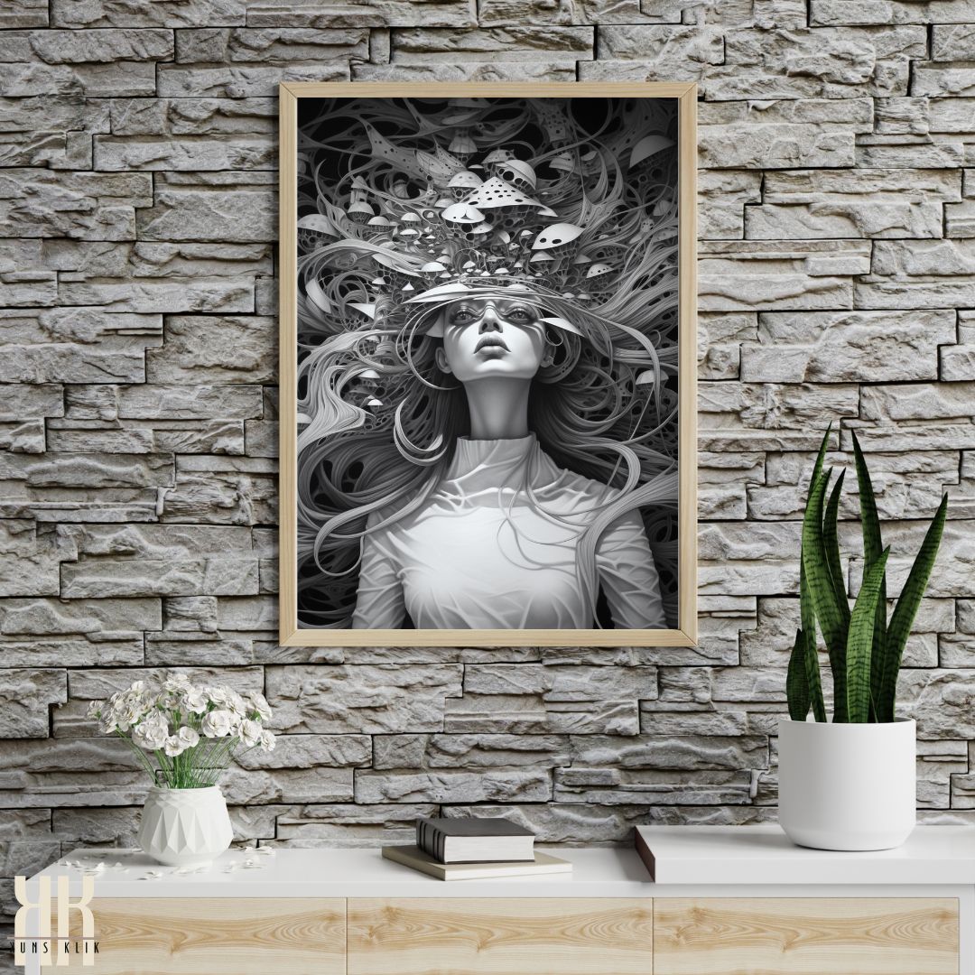 Surreal Black and White Female Portrait Art Print