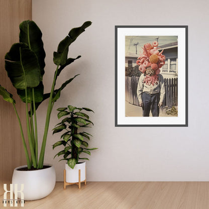 Surrealist Creature Portrait Art Print with Coral and Tentacles