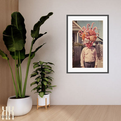 Unusual Vintage-Inspired Art Print of Tentacled Creature Portrait